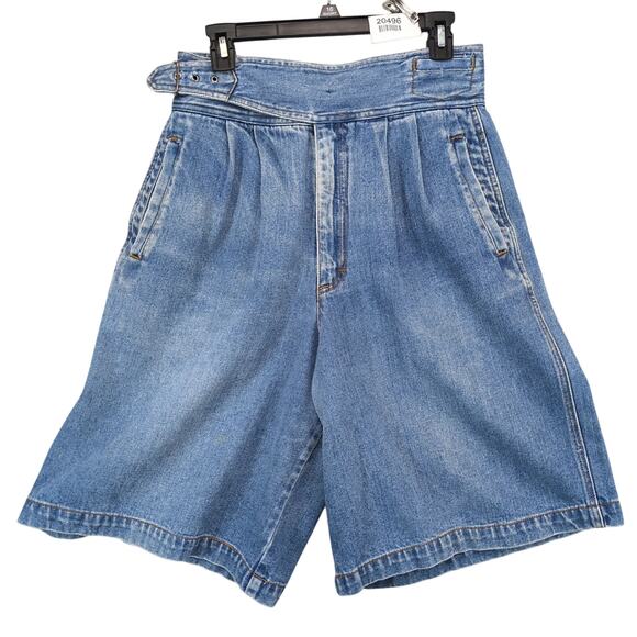 Vintage 90s State of the Art Women's 14 Jean Shorts High Rise Waist Buckle Belt - Picture 1 of 10